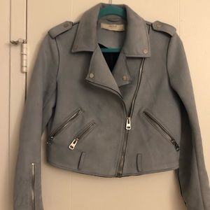 Zara faux suede motto jacket